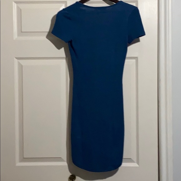 Navy blue short-sleeved mini dress - Picture 5 of 6